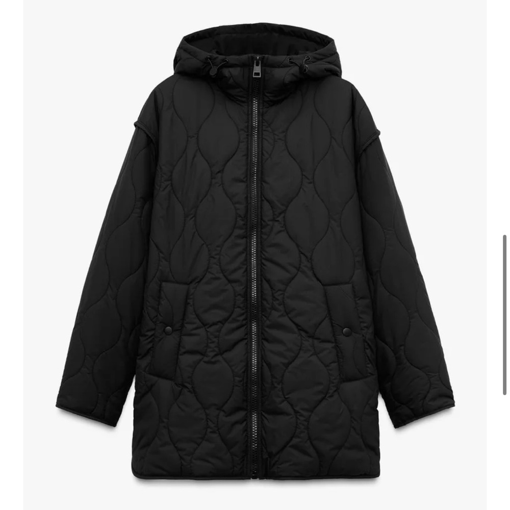 Zara Women Dark Quilted Light Puffer Jacket
